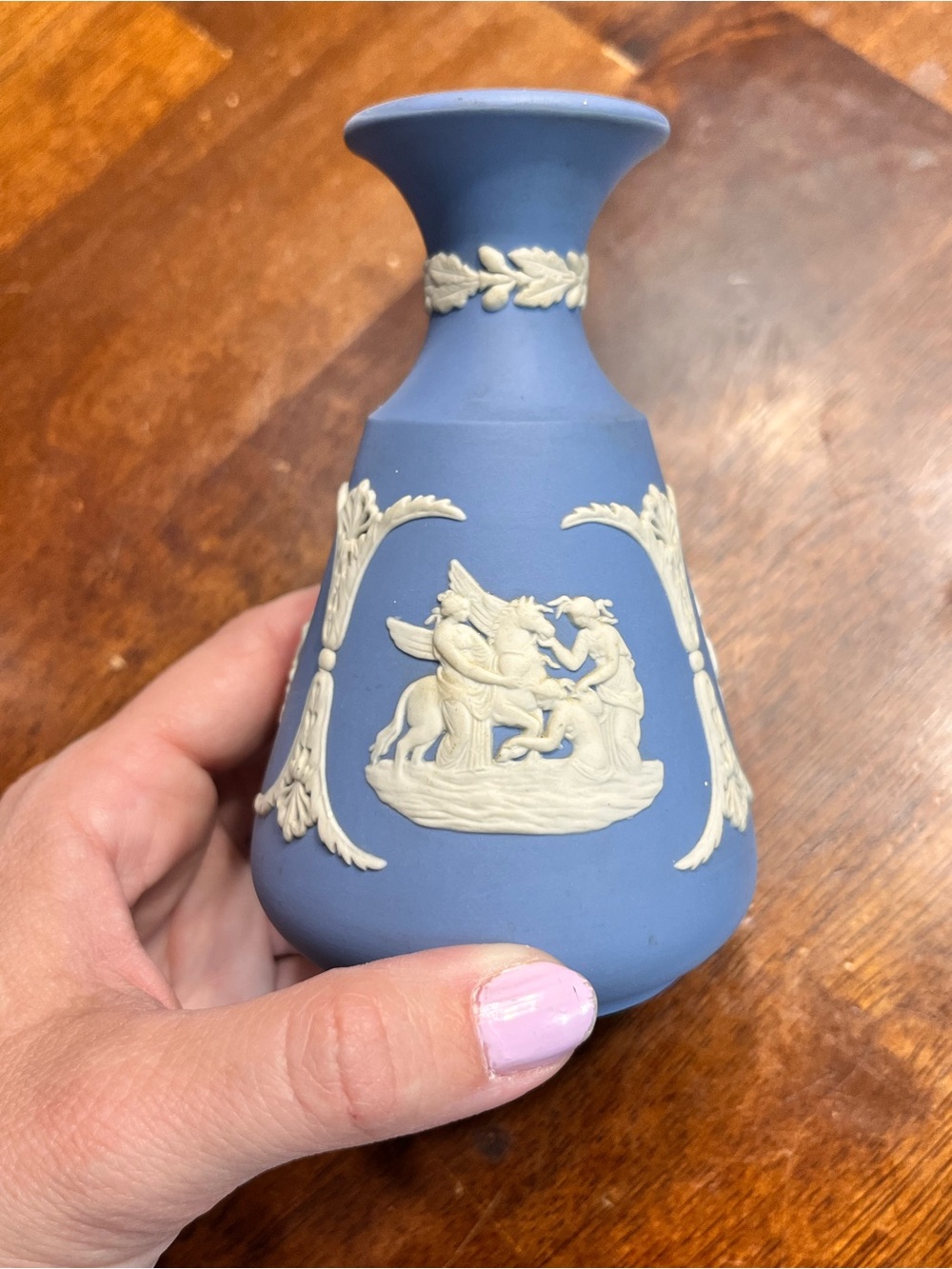 Wedgwood blue jasperware bed vase